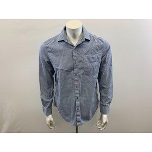 Black Brown Men's Medium Button Up Shirt Blue